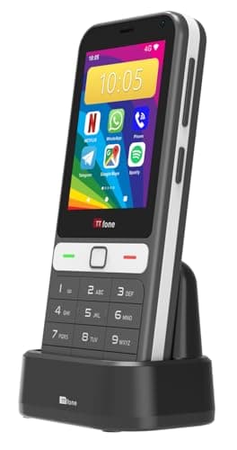 TTfone TT280 - 4G Dual SIM eenvoudige telefoon met Android, 2,8"英寸" touchscreen, toetsenbord, 2 MP camera, USB-C, mobiele ontgrendeld, eenvoudig te bedienen (met dockoplader)