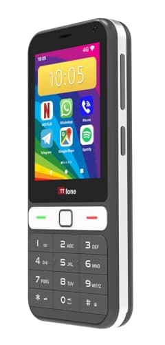 TTfone TT280 - 4G Dual SIM eenvoudige telefoon met Android, 2,8 inch touchscreen, toetsenbord, 2 MP camera, USB-C - mobiele ontgrendeld, eenvoudig te bedienen (met USB-kabel)