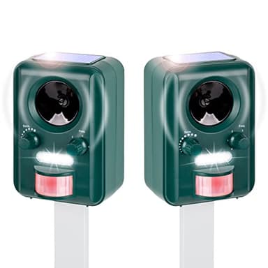 VOSS.sonic 2000 ultrasone verjager, ultrasone afweer met solar & flits, voordeelset 2 stuks - voor het verjagen van dieren zoals katten, honden, marters