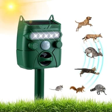 Kattenverjager voor tuin, ultrasoon geluid met PIR-sensor, flits, grondpen, hondenverjager, IP45 waterdicht, met 5 modi, voor nerts, kat, mol, muis, vogels, hond, wasbeer