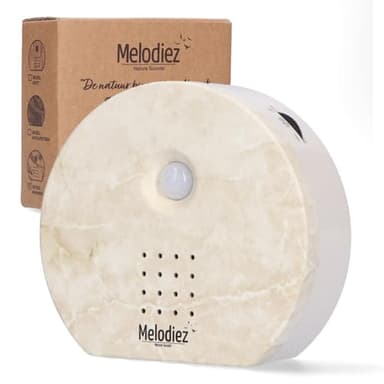 Melodiez Vogelgeluidenbox - Vogelgeluiden Met Sensor - Incl. Batterijen en 4 Natuurlijke Geluiden - Vogelhuisje Met Geluid - Voor Huis en Toilet (Natuursteen, Compact ontwerp)