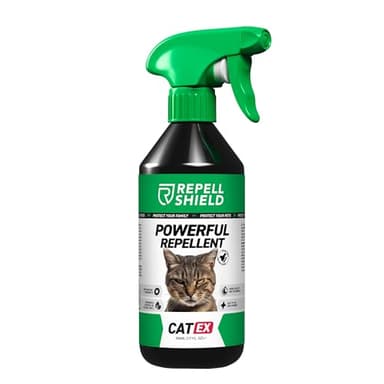 RepellShield Kattenspray, kattenverjager voor binnen en buiten, 500 ml, kras- en urinebestrijding voor katten, natuurlijke formule zonder vlekken, veilig voor kinderen en huisdieren