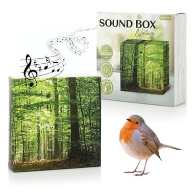 Nordstern Sound Box met natuurlijke geluiden en vogelzang voor ontspanning en rust - muziekbox met bewegingssensor en volumeregeling - 12 x 12 cm