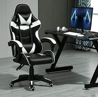 mcc direct Bureaustoel, ergonomisch, schrijftafelstoel, draaistoel, gaming stoel, gamingstoel (wit)
