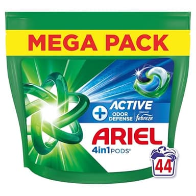 Ariel 4in1 PODS, Wasmiddelcapsules 44 Wasbeurten, +Actieve Geurbestrijding, Verwijder Zelfs 7 Dagen Oude Zweetgeuren