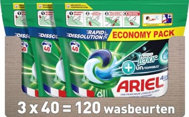 Ariel 4in1 pods + Touch Van Lenor Unstoppables - 3x40 Wasbeurten - Voordeelverpakking