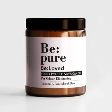 Be: Pure geurkaars voor thuis, geurverwijderaar, geurneutraliserer, lavendelkaars, huisdieren, elimineert huisdierengeur, soja, bijenwas, kamille, cadeau-idee