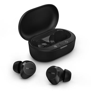 Philips TAT1209BK True Wireless In Ear Bluetooth Headphones - Kleine oordopjes, Geweldige kwaliteit, Natuurlijk geluid met dynamische bass, Duidelijke gesprekken en Kleine oplaadhoes - Zwart