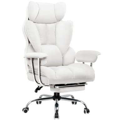 GTPLAYER Gamingstoel, gamerstoel, ergonomische bureaustoel, Comhomma-serie met voetensteun, verstelbare lendenen en hoofdkussens, gamingstoel gevoerd, 150 kg belastbaarheid wit