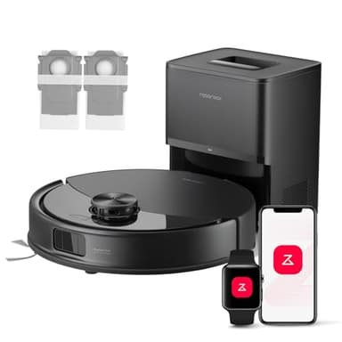 roborock Q10 S5+ Set Robotstofzuiger en Dweil met Zelflediging, Zuigkracht van 10.000 Pa, Handsfree Reinigen tot 7 Weken, Dubbel Anti-klitontwerp, Automatisch dweilen, Obstakelvermijding (Zwart)