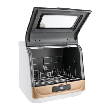 Mini-tafelvaatwasser, draagbare vaatwasser met 3 programma's, 5 liter waterreservoir, 360° sproeiapparaat, touch-control, tafelvaatwasser met / zonder wateraansluiting voor camping en campers (goud)