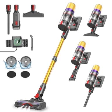 Aodebiao V16 Draadloze Stofzuiger 55Kpa/600W/80Min, Vacuum Cleaner en LED Touchscreen, Anti-klit Borstel, Automatische Modus voor Tapijt, Dierenharen en Harde Vloeren