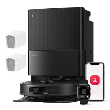 roborock Qrevo Series Stofzuigerrobot, 8000 Pa Zuigkracht, Upgrade van Qrevo S, Anti-klitborstels, Slimme Obstakelvermijding, Automatische Dweilreiniging, Alles-in-één dock, QV 35A Set Zwart