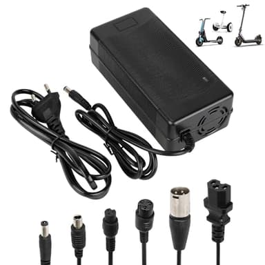 HPGAAVD Scooterladers, 54,6 V 2 A, universele 48 V lithiumbatterijlader, met 6 poorten, hoverboard, e-bike, EU-oplader