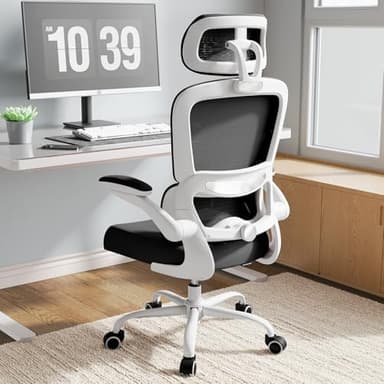 TRALT Bureaustoel Ergonomisch - Bureaustoel met Verstelbare Lendensteun Hoofdsteun Gaming Stoel - Office Chair - Bureaustoel Thuiskantoor Stoel Ergonomisch 150kg voor Grote Mensen Wit-Zwart