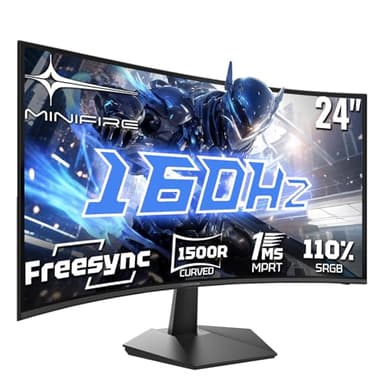 Minifire 24 inch gamingmonitor, 160 Hz, gebogen gamingmonitor, 1500R, 1Ms, sRGB130%, FHD 1080P computerscherm, VESA-compatibel, oogzorg adaptieve synchronisatie HDMI&DP Prots (MFG24C1L)