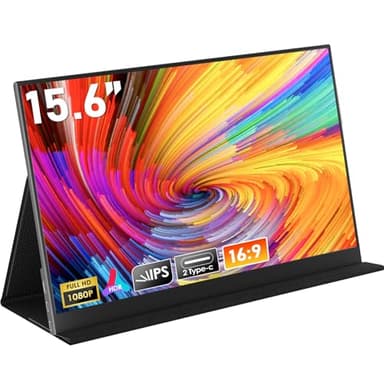 Draagbare Monitor, HONGO 15.6 Inch 1920×1080 FHD Draagbare Scherm IPS, Draagbare Display met Extern HDR Oogzorgscherm en Type-C/USB-C Poort, Portable Monitor voor Laptop/PC/Mac/PS4/5/X-bo/Phone