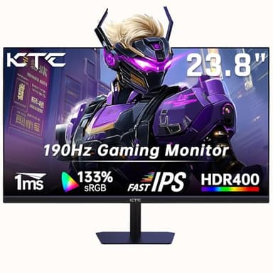 KTC 24 Inch Gaming Monitor, FHD 1080P@180Hz (OC 190Hz) met Fast IPS-paneel, 1ms Reactietijd, FreeSync/G-Sync, HDR400, 133% sRGB, HDMI 2.0 / DP 1.4, Hardware Anti-Blauwlichtfilter, VESA 100×100mm