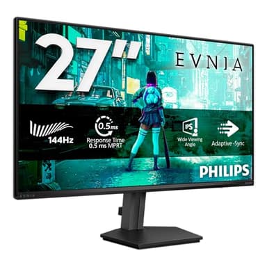 Philips 27M2N3200NF 27 Inch FHD-monitor, 144Hz, IPS, 1ms MPRT, Adaptieve Sync, G-Sync Comp., HDR10, (1920x1080, HDMI 1x 2.0, DP 1x 1.4) Zwart
